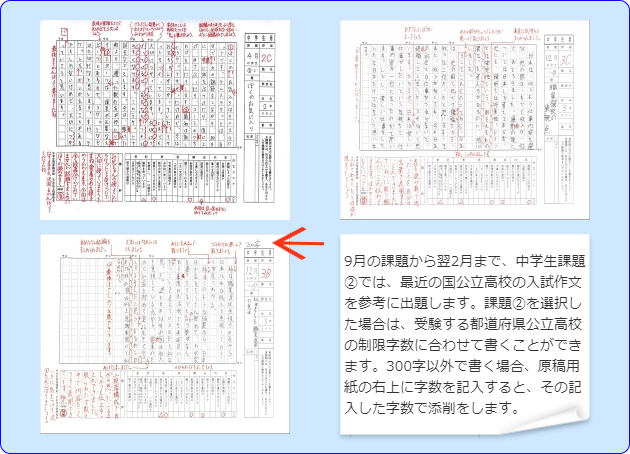 日本作文協会の中学生作文徹底添削の添削事例